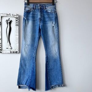 DL1961 Women’s Jackie Insta Slim Cropped Flare Distressed Denim Jeans Size 25